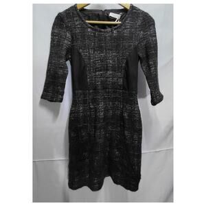 APANAGE Dress Black Knit 3/4 Sleeve Textured Women see measurements